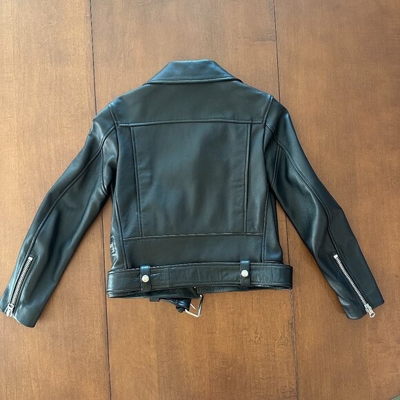 PRISTINE Acne Studios Black Moto Biker Leather Jacket (Size 34 / US 2) - Picture 4 of 7